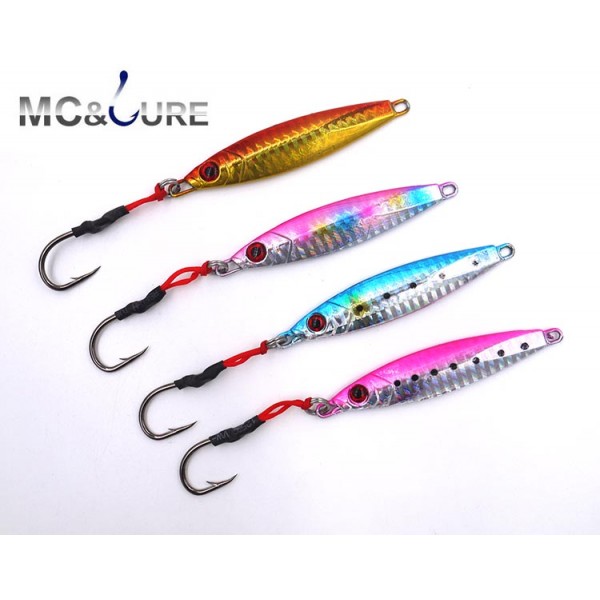  MC&LURE 30G Fishing Jigging Spoon Lure 3D Eyes Artificial Bait  Metal Jig Lure Jigbait spoon Single hook  jigging Fishing Lures