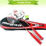 1 Pair Regail 9158 Durable Speed Badminton Racket Battledore Racquet + Carry Bag for Couples Red