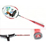 1 Pair Regail 9158 Durable Speed Badminton Racket Battledore Racquet + Carry Bag for Couples Red