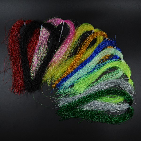 10 Packs Sparkle Flashabou Tinsels Black Chartreuse Pearl Pink Color Sabiki Treble Hook Lure Flash Fly Tying Material