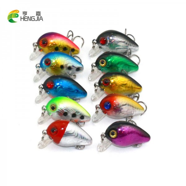 10PCS small crankbait 3CM 1.6G isca artificial 3d eye 2016 fishing lure hard bait fishing wobblers 10#hooks Japan lures HENGJIA 