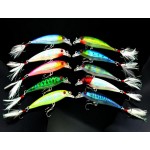 10Pcs Minnow Fishing Lure Swim Hard Bait 9cm 8g Artificial Plastic Feather wobbler Bait Crankbait Fishing Tackle