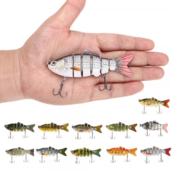 10cm 3D Eyes Lifelike Fishing Lure With Treble Hooks 6 Jointed Sections Swimbait Hard Bait Isca Artificial Lures Fishing Tackle