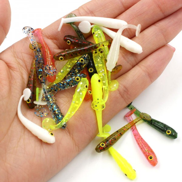 10pcs 3.5cm 0.4g The small fake bait Soft floating Bionic Artificial pan fish Luminous color Ice/sea fishing Lure 