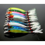 10pcs Fishing Lure Minnow Wobblers Hard Bait with Feather Hooks Fishing Tackle 7.2G 9CM Isca Artificial Bait Crankbait Swimbait