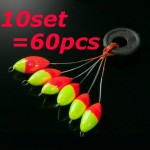 [10set=60pcs] New Seven-star Oval mini fishing float Space beans Easy Use Floater are put on the like a stopper and be fixed