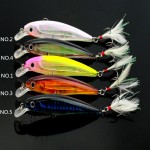 11cm 14g Hard Plastic Minnow Lure with Feather Artificial Fishing Lures 3D Fish Eye Fake Lure Swimbait Simulation Crank Bait