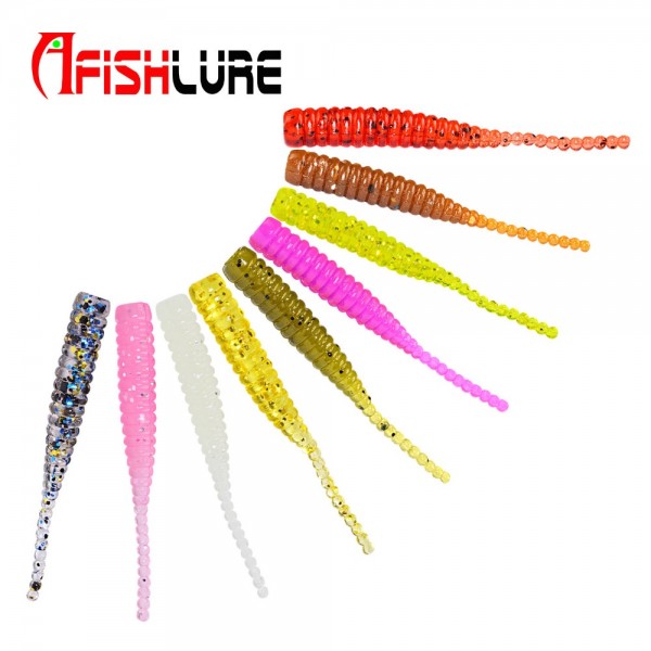 15pcs a lot  Afishlure single tail soft bait 38mm 0.36g root fishing soft bait artificial Lure plastic worm maggot bait 