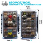 180 pcs Wet Dry Nymph Fly Fishing Flies Set Fly Lure Kit hand tied Flies for Trout Pike grayling