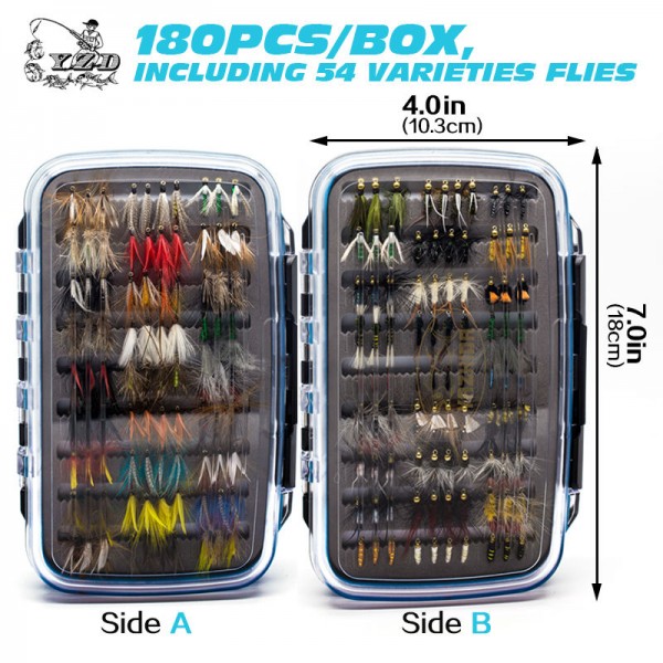 180 pcs Wet Dry Nymph Fly Fishing Flies Set Fly Lure Kit hand tied Flies for Trout Pike grayling