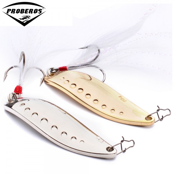 1PC Metal Lure Exported Fishing Bait Spoon Lures 5G-7G-10G-15G-20G Fishing Lure 2 Color 8#-2# Hook Fishing Tackle