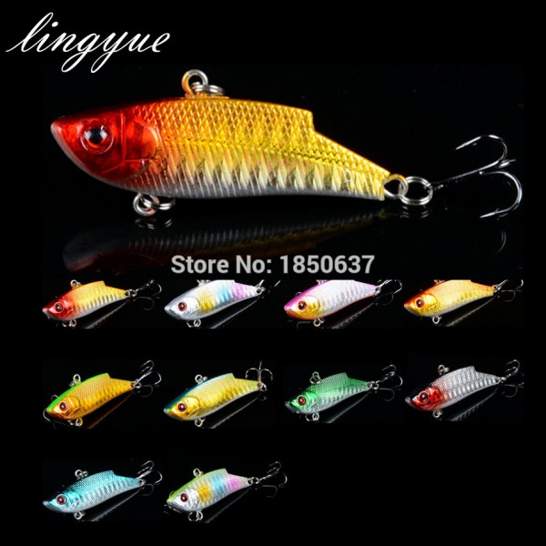 1PCS Metal VIB Fishing Wobblers 3D Eyes Bait Treble Hooks Fishing Lures 5.5cm 10g Good Quality Crankbait