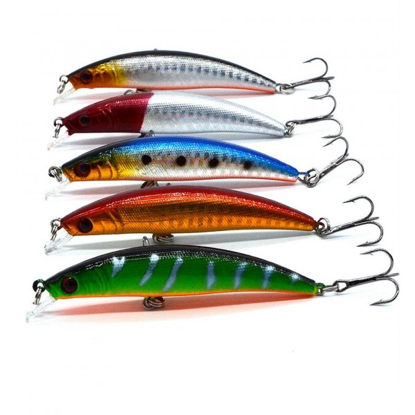 1PCS/bag 5 colors 8 cm 8.5 g Fishing Lure Minnow Hard Bait with 2 Fishing Hooks Fishing Tackle Lure 3D Eyes