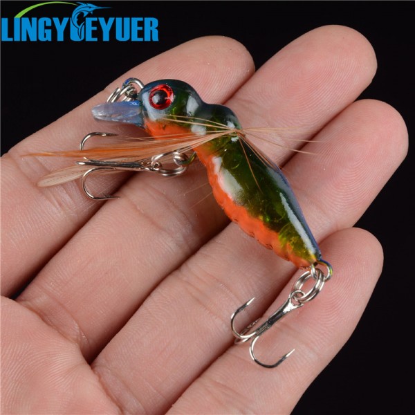 1pcs Hard Bee Fishing Lures 4.5cm/3.6g with Wing Fishing Tackle 3D Eyes Bait  6# Treble Hooks Lure