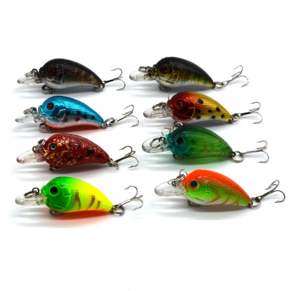 1pcs lowest price small Fat Wobbler Fishing Lures Crank 4.5cm/1.77in 4.2g/0.15oz  Rock Fishing Hard Bait Hooks #10