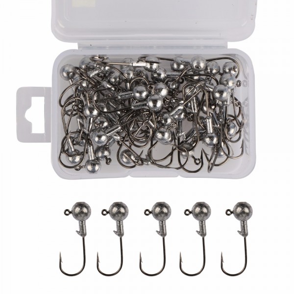 20-50pcs/box Fishing Hook Set Lead Head Hook Fishhooks Jig Kit With Box Fishing Tackle Accessories 1g-20g