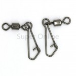 200pcs/lot MS+QL Fishing Swivels 1/0# - 8# Rolling Swivel With Hooked Snap Fishhooks Tackle