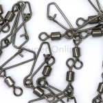 200pcs/lot MS+QL Fishing Swivels 1/0# - 8# Rolling Swivel With Hooked Snap Fishhooks Tackle