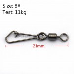 200pcs/lot MS+QL Fishing Swivels 1/0# - 8# Rolling Swivel With Hooked Snap Fishhooks Tackle