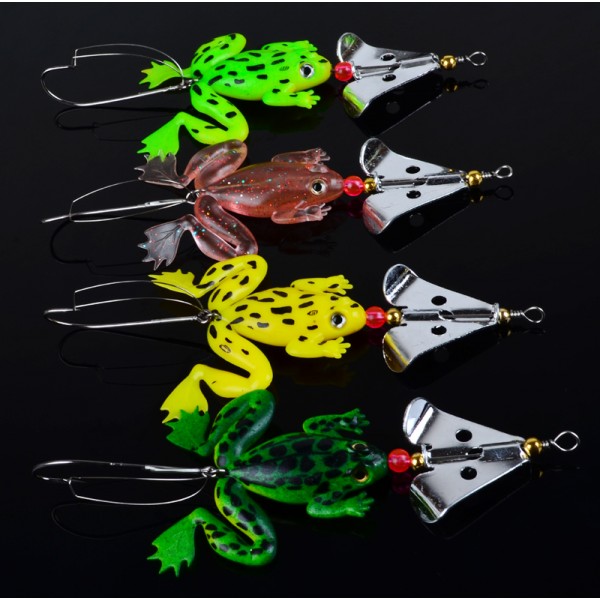 2014 New frogs Fishing Lure Set 4pcs/LOT Rubber Soft Fishing Lures Bass SpinnerBait spoon Lures carp fishing tackle