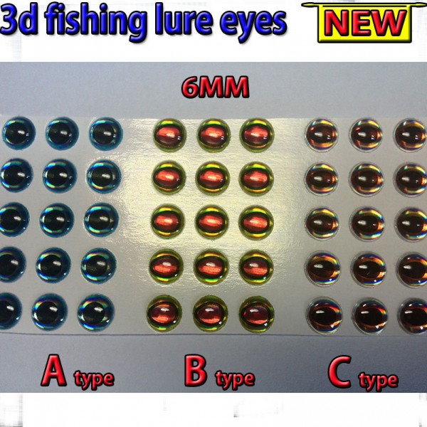 2015NEW fishing 3d lure eyes  A 200pcs +B 200pcs +C 200pcs 3MM--6MM total :600pcs/lot fly eyes