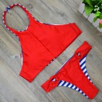 2016  New Retro Halter Swimsuit Reversible Bikini Bandage Swimwear Cut Out Swimsuit Brazilian Printed Summer Beach Suit 1614