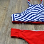 2016  New Retro Halter Swimsuit Reversible Bikini Bandage Swimwear Cut Out Swimsuit Brazilian Printed Summer Beach Suit 1614