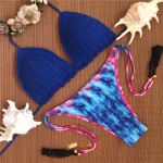 2016 Knitted Swimsuit Sexy Swimwear women summer dress Handmade Crochet Bikinis women Swimsuit Brazilian push up biquini women