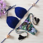 2016 Knitted Swimsuit Sexy Swimwear women summer dress Handmade Crochet Bikinis women Swimsuit Brazilian push up biquini women