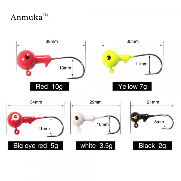 2016 New Anmuka Jig Hooks 1g 2g 3.5g 5g 7g 10g 14g 20g Lead Head Jigs With Single Hook Pesca Accessories Sea Fishing Enquipment