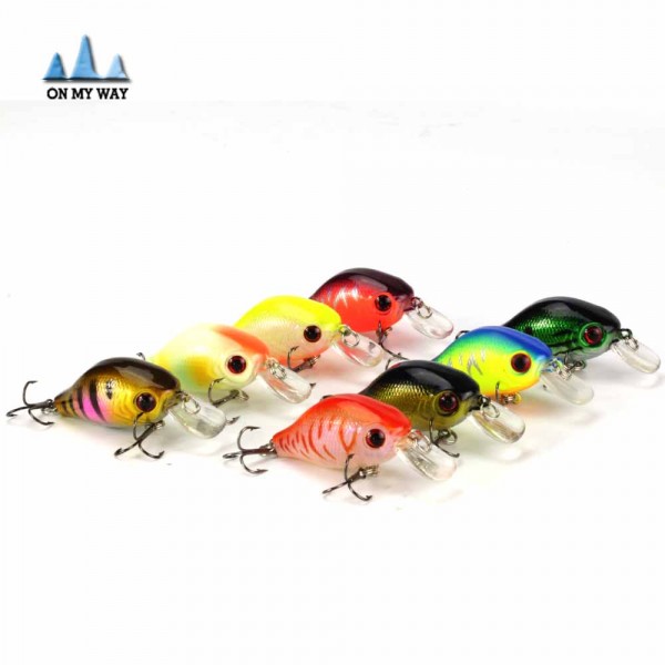 2016 New Artificial 3D Eyes Fishing Lure Hard Clubby Fatty Crank Bait Lures Bright Color Pesca Fishing Tackle 8PCS/lot