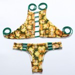 2016 Sexy High Neck Bikini Bandage Swimwear Cut Out Swimsuit Retro Halter Bikini Set Brazilian Printed Summer Beach Suit 20