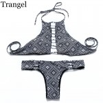 2016 Sexy High Neck Bikini Bandage Swimwear Cut Out Swimsuit Retro Halter Bikini Set Brazilian Printed Summer Beach Suit 20