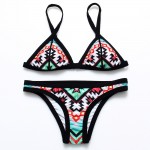 2016 Summer Brand New Sexy Women Swimwear  Printed Bikini Push Up  Halter Beachwear Swimsuit Padded AD891