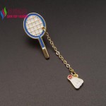 2016 new arrival gift jewelry Fashion hot mini Enamel badminton table tennis Racket brooches pins for Women broches bijoux