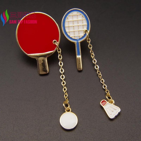 2016 new arrival gift jewelry Fashion hot mini Enamel badminton table tennis Racket brooches pins for Women broches bijoux