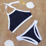 2017 Bikini Women Sports Halter Bandage Padded Two Piece Swimwear brazilian Swimsuit Beach Bathing Suit Dark Blue Biquini EA14