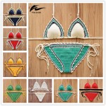 2017 Crochet Swimwear Woman Sexy Halter Knitting bikini Sets Handmade Swimsuit Biquini Maillots De Bain Brazilian Bathing Suit