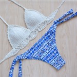 2017 Crochet Swimwear Woman Sexy Halter Knitting bikini Sets Handmade Swimsuit Biquini Maillots De Bain Brazilian Bathing Suit