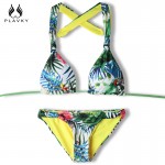 2017 Female Sexy Halter Push Up Thong Bandeau Biquini Ruffled Swimsuit String Swim Wear Beach Bathing Suit Swimwear Women Bikini