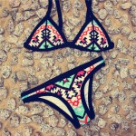 2017 Hot Design Retro Style Simple Model Brazilian Sexy Printing Swimsuit Bikinis Halter Padded Biquinis Feminino Swimwear 10