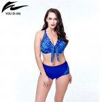 2017 New Arrival Plus Size Swimsuit Push Up Swimwear Beach Wear Set Women Swimsuit Halter Women Swimsuit  Plus Size Swimwear