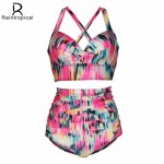 2017 New Plus Size Swimwear Large Sizes Swimsuit High Waist Bikini Women Beach Wear Push Up Bathing Suit Maillot De Bain Femme