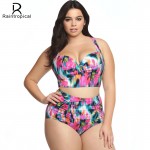 2017 New Plus Size Swimwear Large Sizes Swimsuit High Waist Bikini Women Beach Wear Push Up Bathing Suit Maillot De Bain Femme