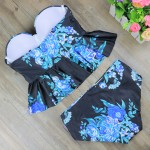 2017 New Print Bikinis Women Swimsuit High Waist Bathing Suit Plus Size Swimwear Push Up Bikini Set Vintage Retro Beach Wear XL