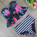 2017 New Print Bikinis Women Swimsuit High Waist Bathing Suit Plus Size Swimwear Push Up Bikini Set Vintage Retro Beach Wear XL