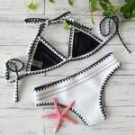 2017 New Push up neoprene bikini set women sexy swimsuit Crochet Bikini Set Neoprene Knitted Women Biquini Swimwear Female Beach