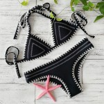 2017 New Push up neoprene bikini set women sexy swimsuit Crochet Bikini Set Neoprene Knitted Women Biquini Swimwear Female Beach