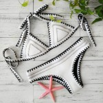 2017 New Push up neoprene bikini set women sexy swimsuit Crochet Bikini Set Neoprene Knitted Women Biquini Swimwear Female Beach