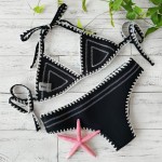 2017 New Push up neoprene bikini set women sexy swimsuit Crochet Bikini Set Neoprene Knitted Women Biquini Swimwear Female Beach